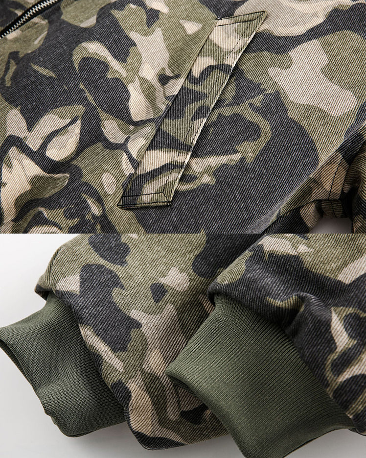 Camouflage Fur Collar Padded Jacket