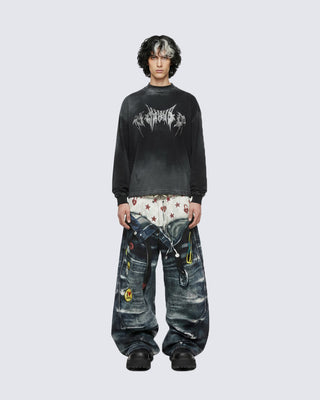 KIIKIO Vintage Washed Graphic Long-Sleeve Tee