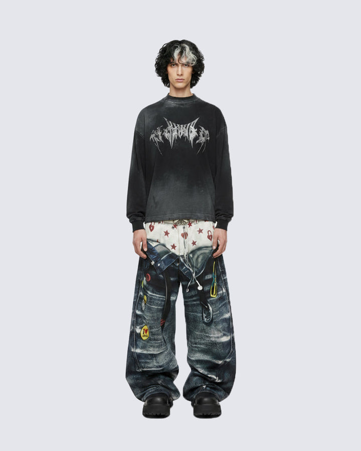 KIIKIO Vintage Washed Graphic Long-Sleeve Tee