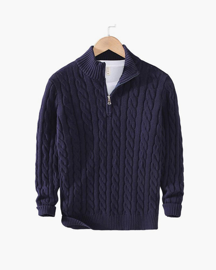Elegant genser med glidelås og flettemønster