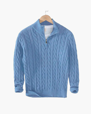 Elegant genser med glidelås og flettemønster
