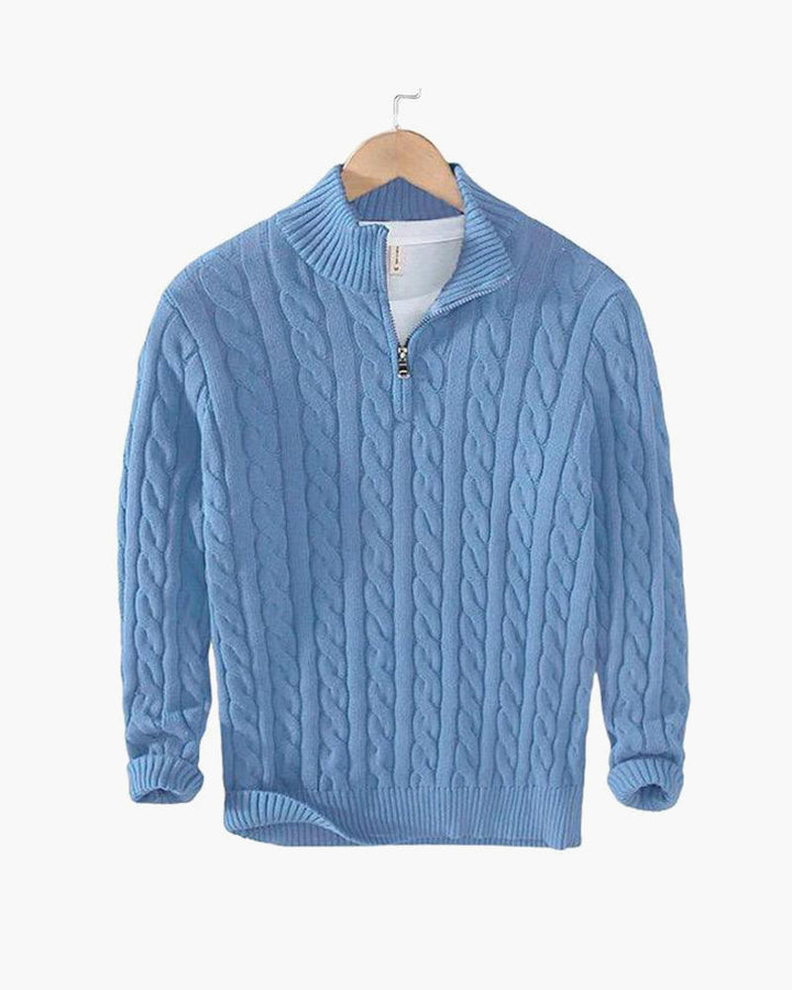 Elegant genser med glidelås og flettemønster