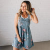 Vintage Floral Printed Denim Jumpsuit