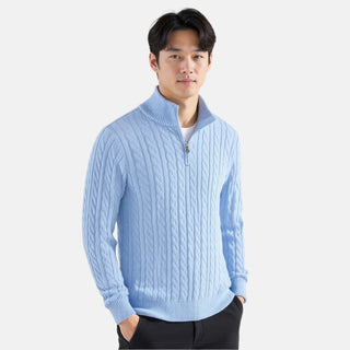 Elegant genser med glidelås og flettemønster