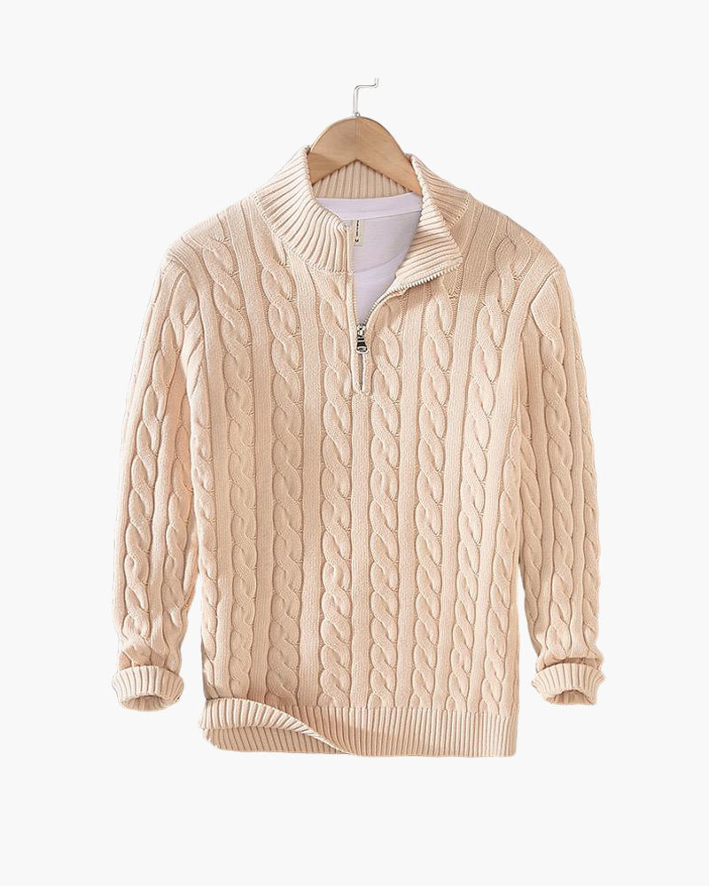 Elegant genser med glidelås og flettemønster