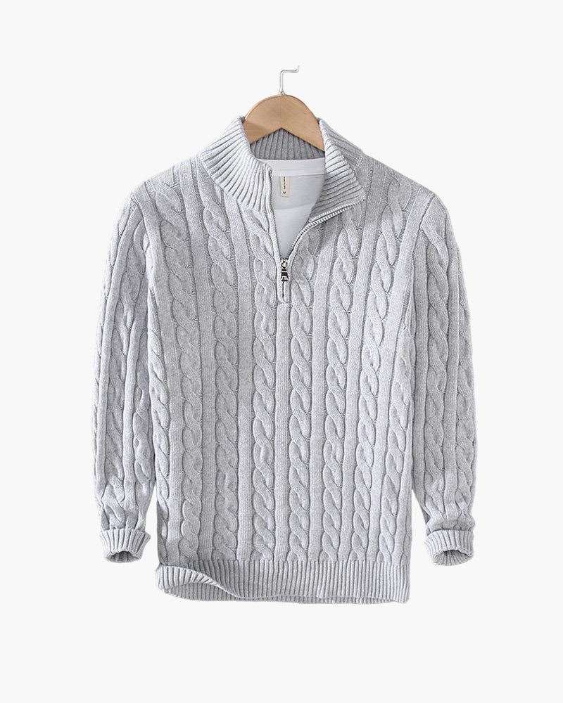 Elegant genser med glidelås og flettemønster