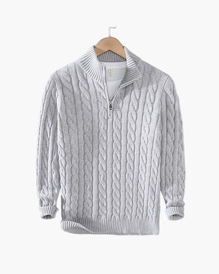 Elegant genser med glidelås og flettemønster