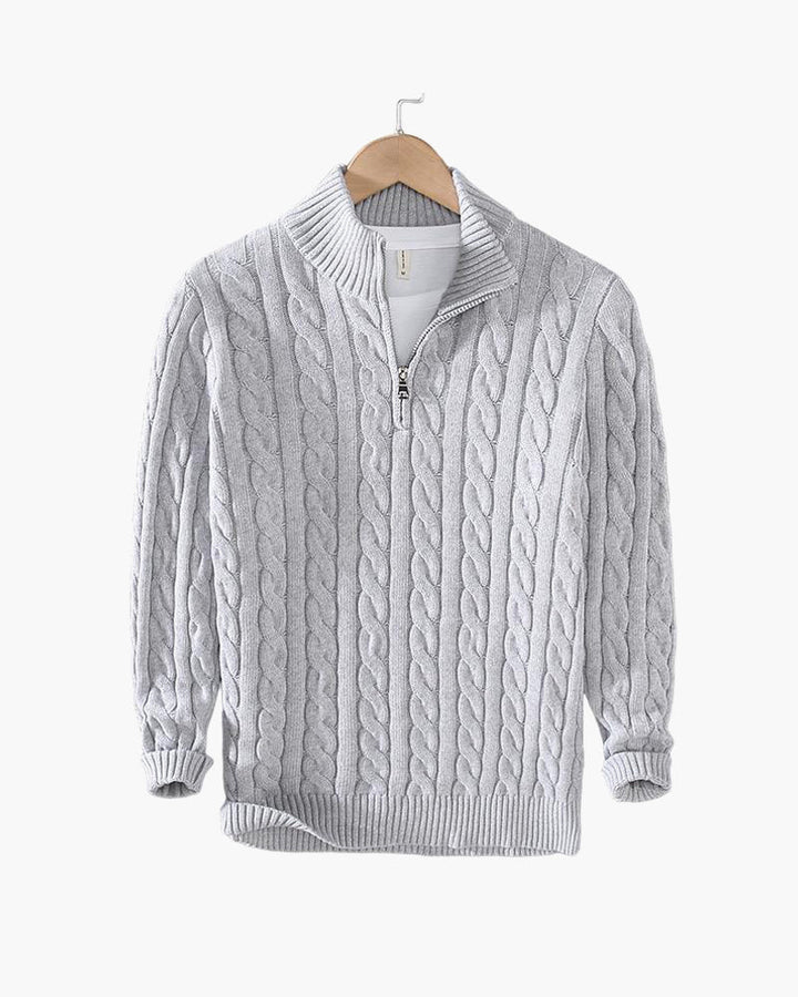Elegant genser med glidelås og flettemønster