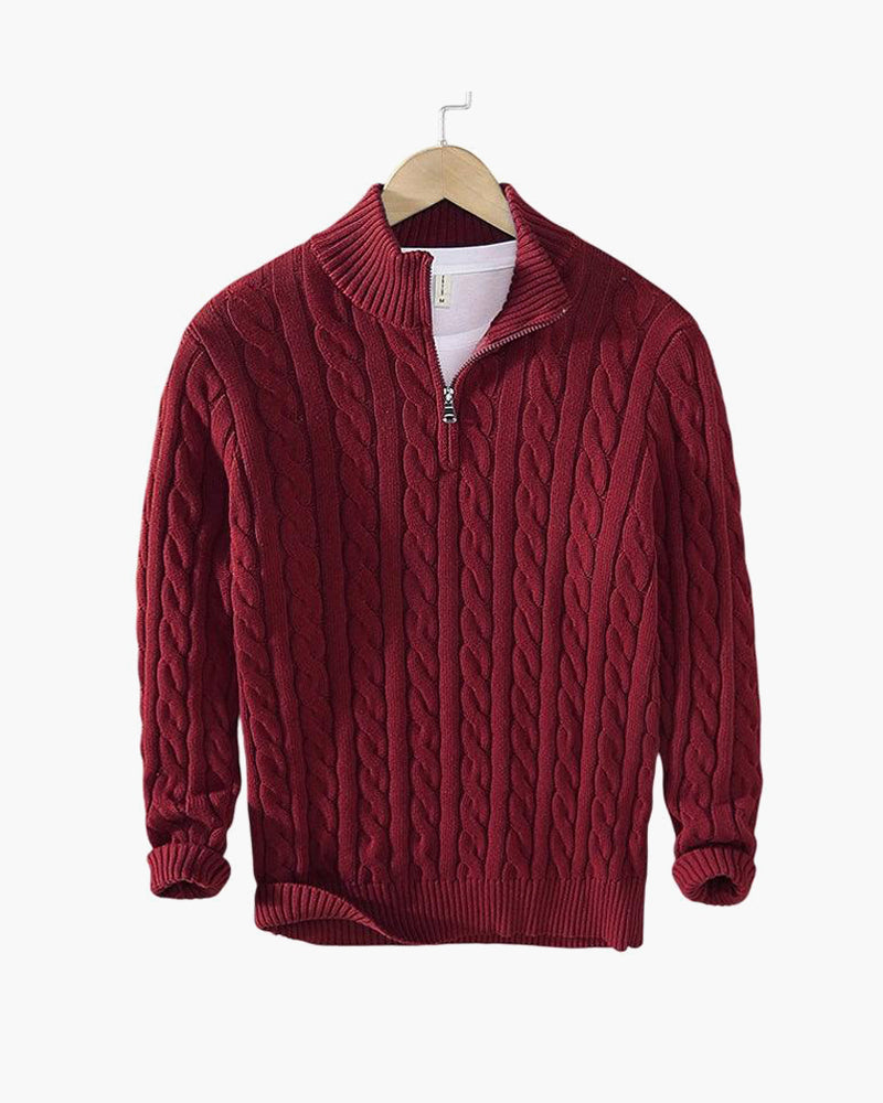 Elegant genser med glidelås og flettemønster