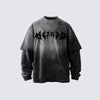 KIIKIO Gothic Logo Distressed Oversized T-Shirt