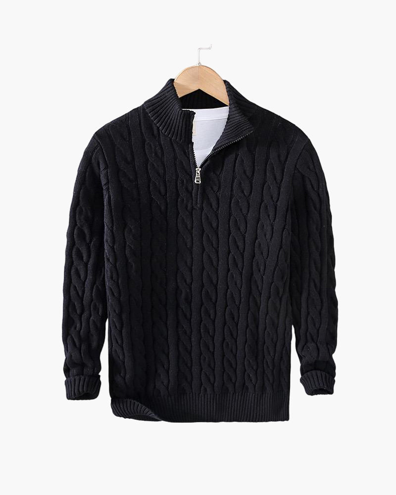 Elegant genser med glidelås og flettemønster