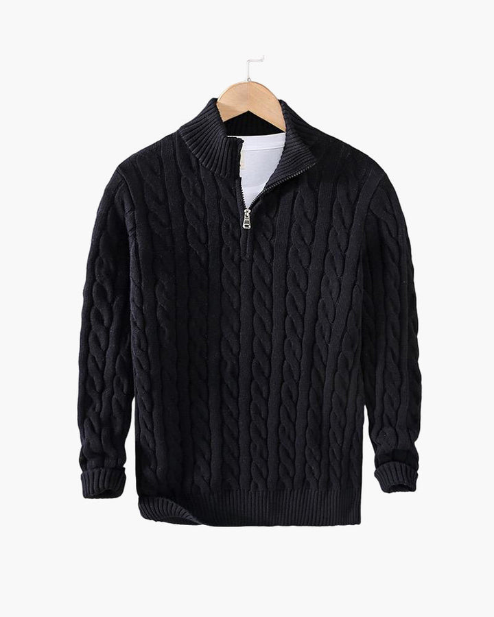 Elegant genser med glidelås og flettemønster