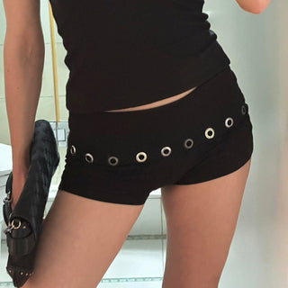 Dame Sporty badebukser med moderne gummibånd og ringdetaljer Skjora