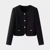Damer elegant kort jakke i tweed stil med gullknapper Skjora