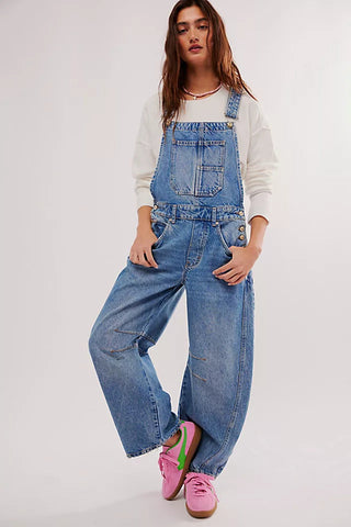 Damer casual denim jumpsuit i moderne snitt med justerbare stropper Skjora