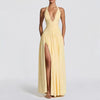 Dame Elegant Maxi Kjole med Innvikningsdesign og V-hals