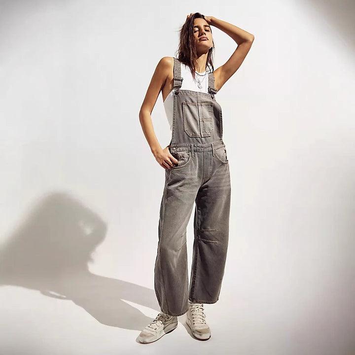 Damer casual denim jumpsuit i moderne snitt med justerbare stropper Skjora