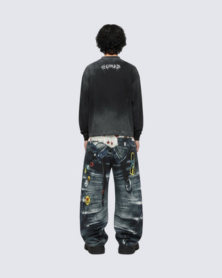 KIIKIO Vintage Washed Graphic Long-Sleeve Tee