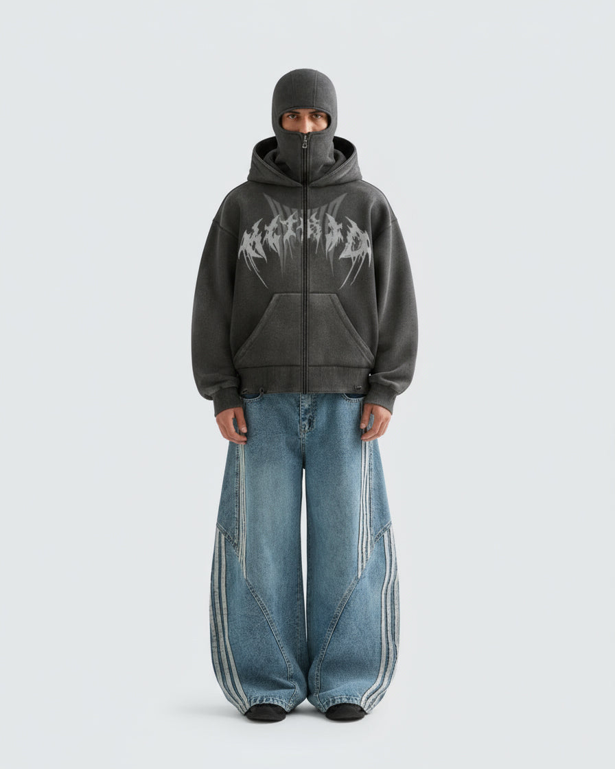 KIIKIO Stonewashed Balaclava Integrated Hoodie
