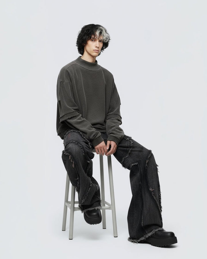 KIIKIO Patchwork Distressed Sweatshirt