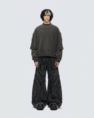 KIIKIO Patchwork Distressed Sweatshirt