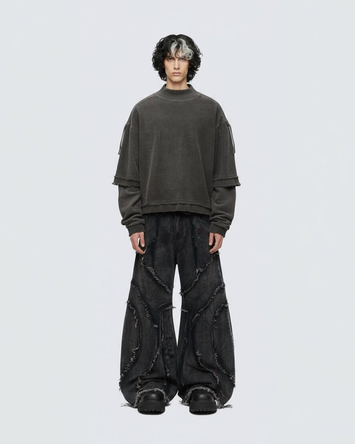 KIIKIO Patchwork Distressed Sweatshirt