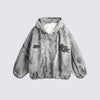 Distressed Embroidered Padded Hooded Jacket