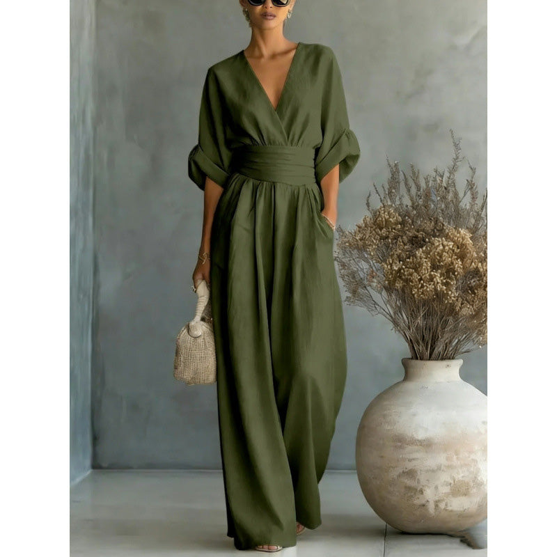Uanstrengt eleganse – Jumpsuit for damer med V-hals