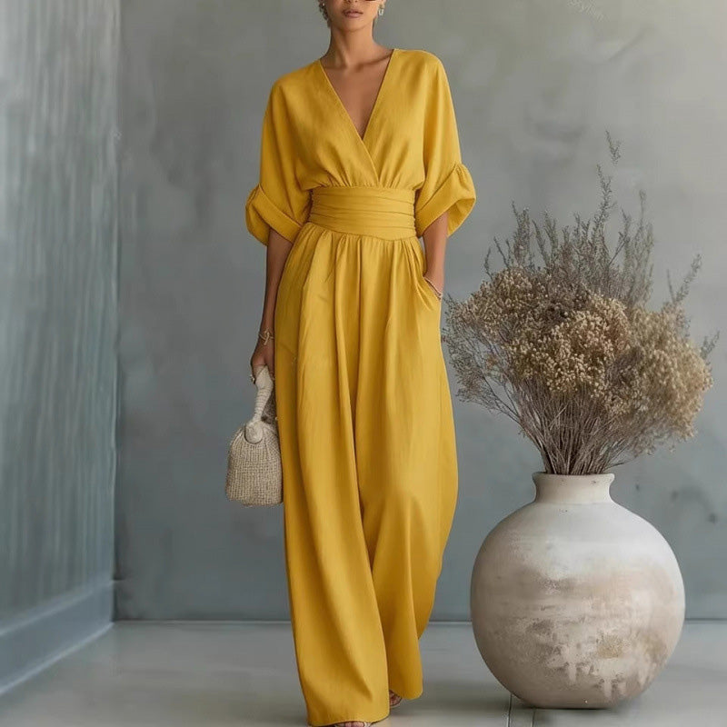 Uanstrengt eleganse – Jumpsuit for damer med V-hals