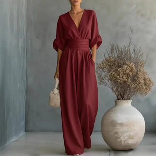 Uanstrengt eleganse – Jumpsuit for damer med V-hals