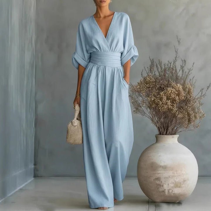 Uanstrengt eleganse – Jumpsuit for damer med V-hals