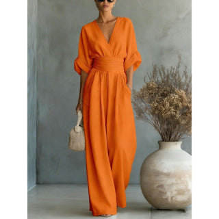 Uanstrengt eleganse – Jumpsuit for damer med V-hals