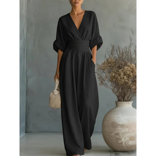 Uanstrengt eleganse – Jumpsuit for damer med V-hals
